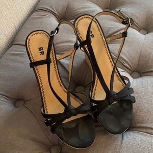 Black wedge sandals
